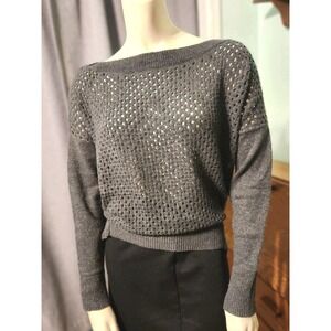 Banana Republic Straight Neck  Sweater Womens Large Gray Open Knit  Pullover‎